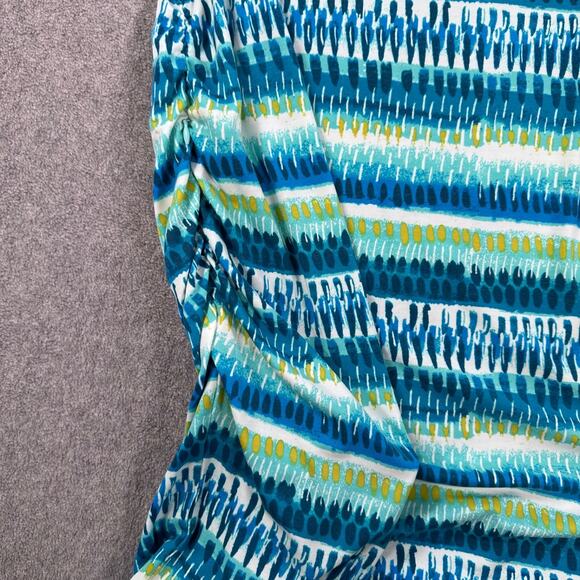 Title Nine Tank Dress Womens XL Blue Green Sleeveless Ruched Cut Out Back Pocket - Picture 4 of 11